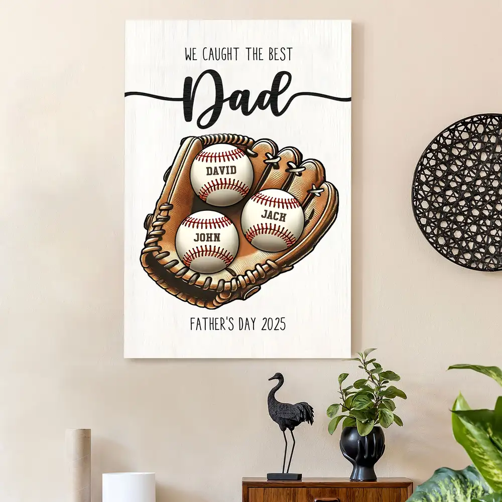 Custom Baseball, Softball  Glove & Kids Name 2-Layer Wooden Plaque - Unique Father’s Day Gift for Dad - Image 5