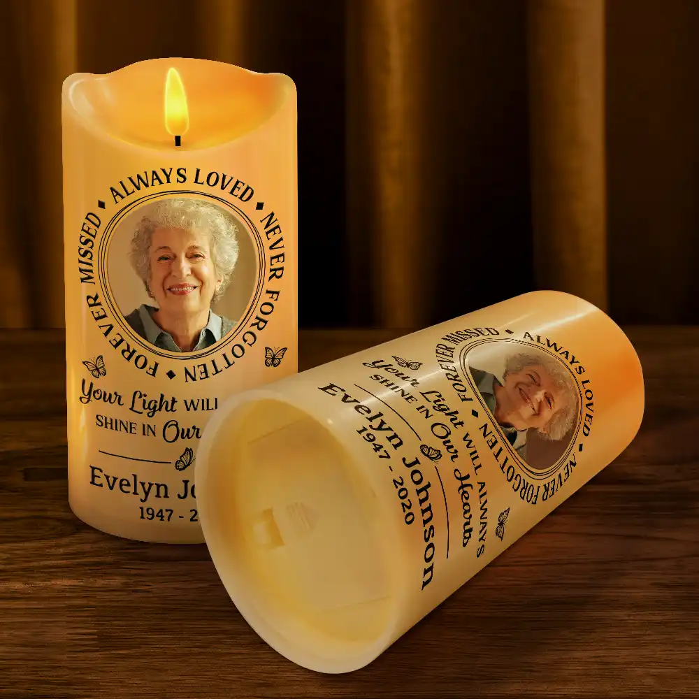 "No Longer by My Side, Always in My Heart – Custom Memorial LED Candle with Wings – Tribute Gift for Memorial Day or Anniversary" - Image 7