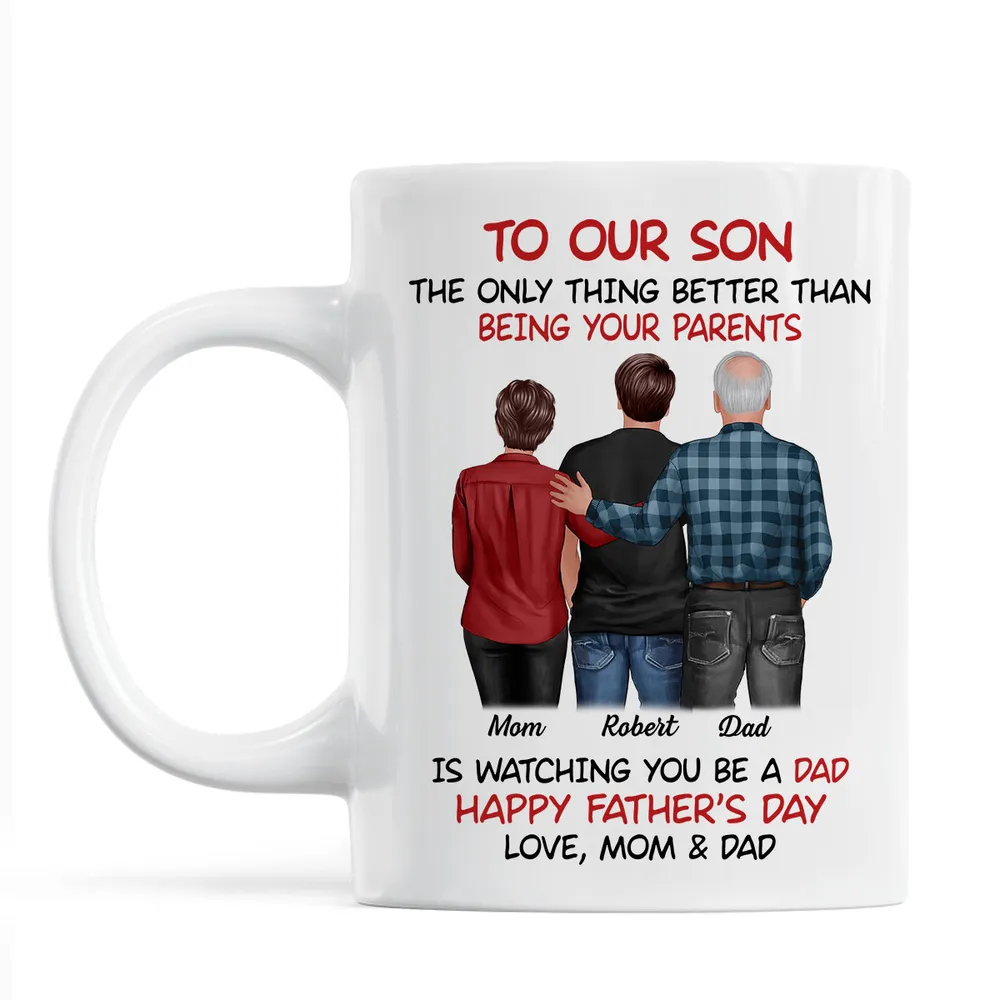 Mom-Dad-Son Back-View Ceramic Cup, Happy Trio Father’s Day Keepsake - Image 4