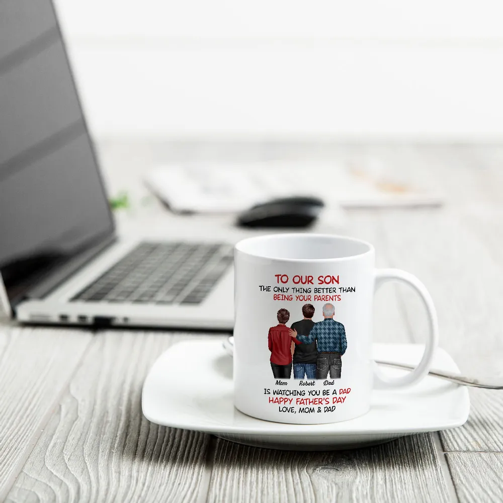 Mom-Dad-Son Back-View Ceramic Cup, Happy Trio Father’s Day Keepsake - Image 7