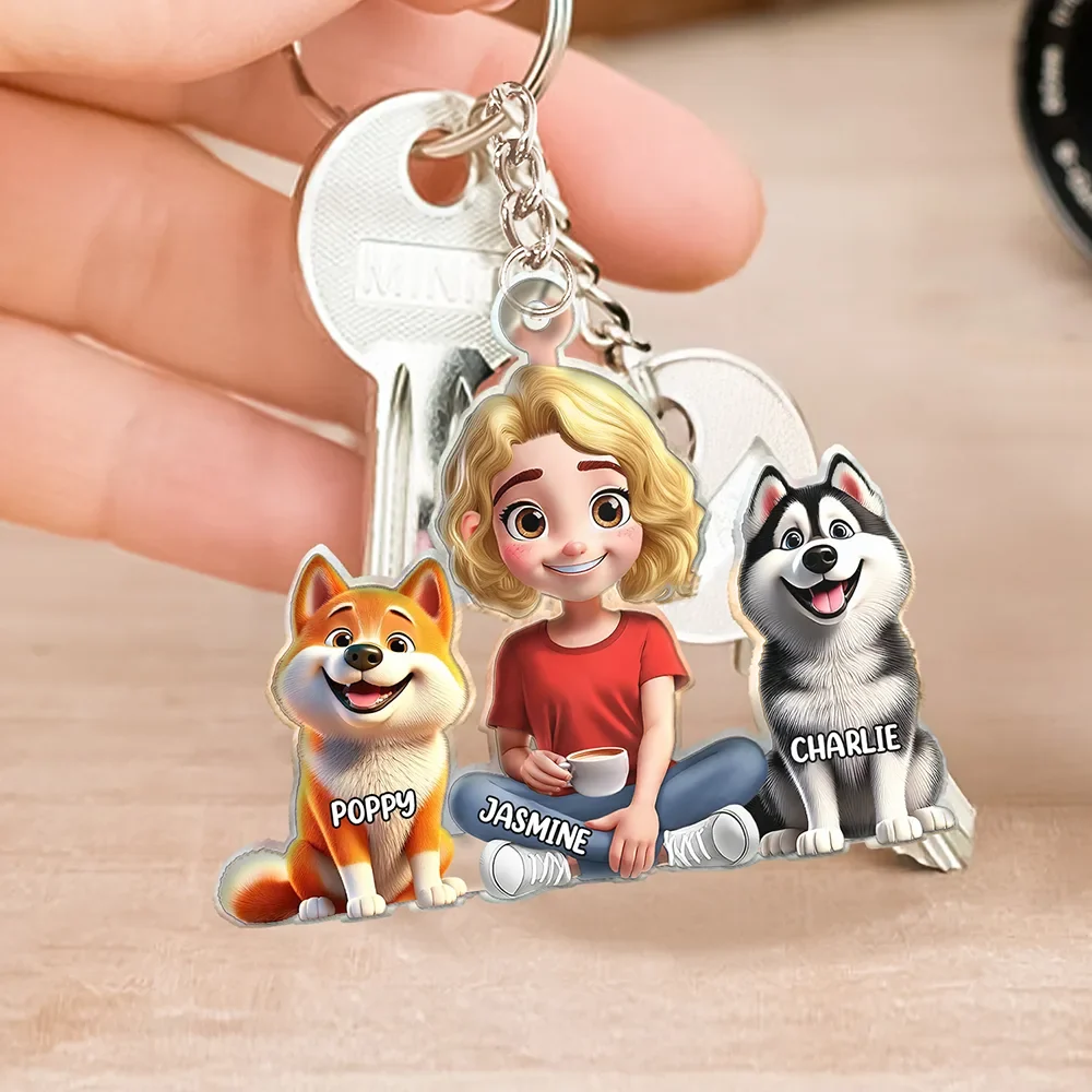 Personalized Dog Mom & Dad Acrylic Keychain with 3D Effect