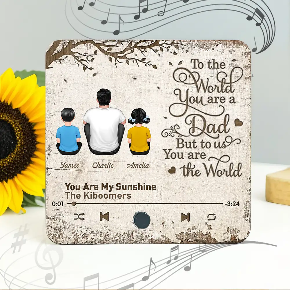 Father’s Day Acrylic Music Magnet – Personalized Back View Design with Name & Song – Gift to Dad