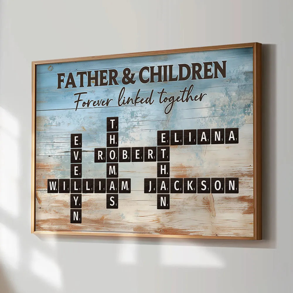 Forever Linked Together – Custom Crossword Poster for Father and Children – Creative Family Gift for Father’s Day - Image 11