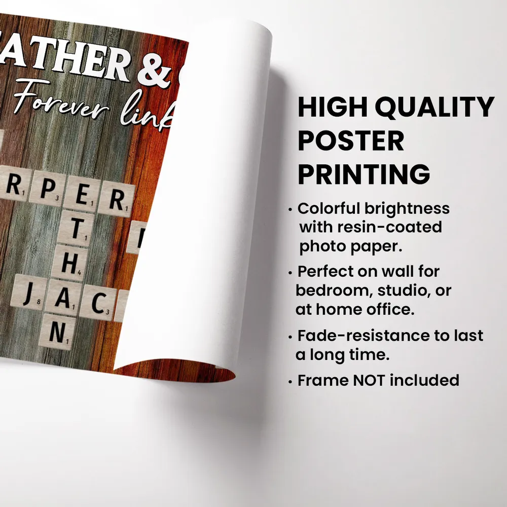 Forever Linked Together – Custom Crossword Poster for Father and Children – Creative Family Gift for Father’s Day - Image 5