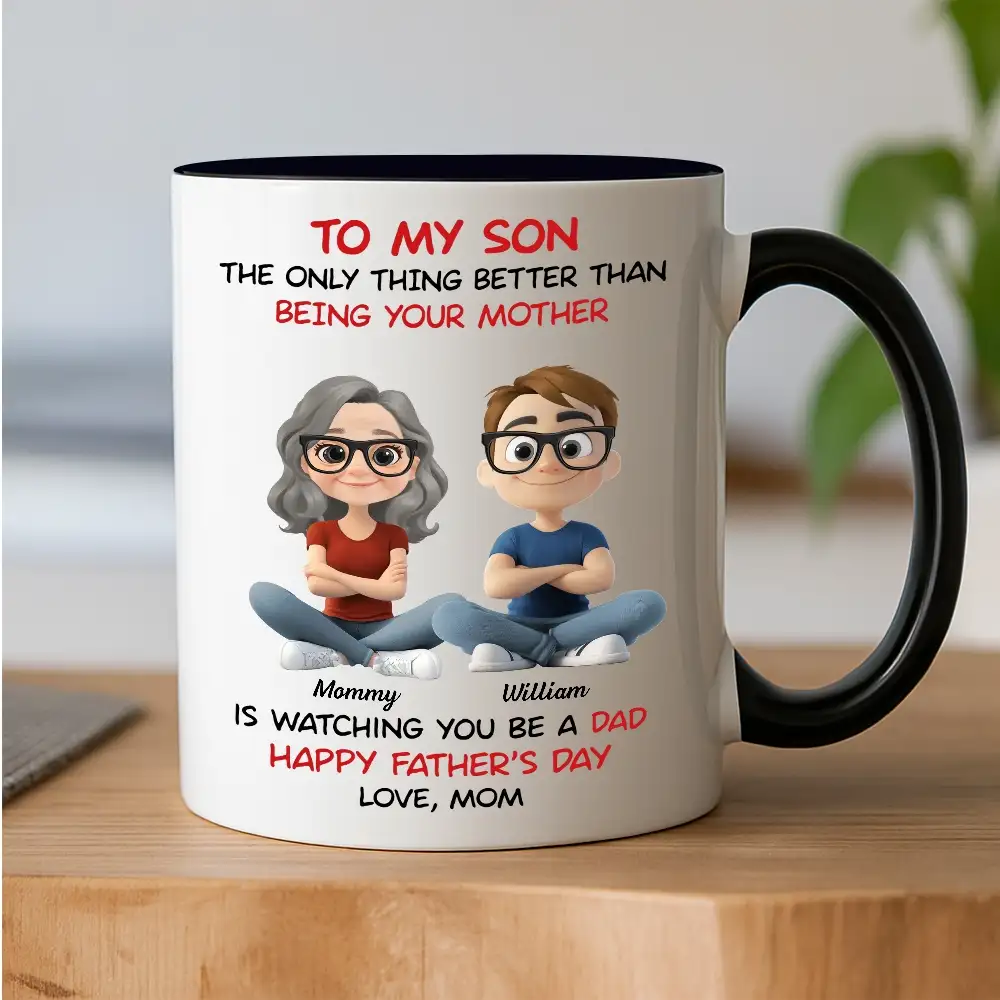 “To My Son” – Mom’s Quote “Watching You Be a Dad” with Custom Cartoon Characters - Image 4