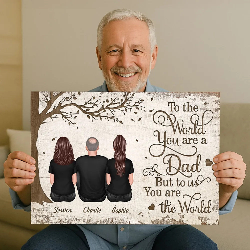 “To the World You Are a Dad” Custom Father’s Day Poster – Personalized Names & Family Illustration - Image 4