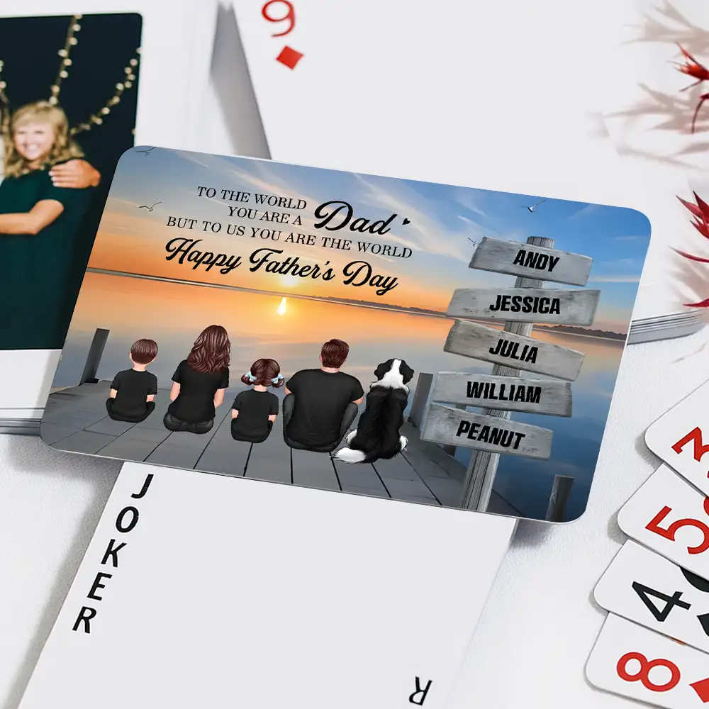 “Dad, You Are the World” Custom Family Playing Cards – Heartfelt Father’s Day Gift for Dad or Husband - Image 3