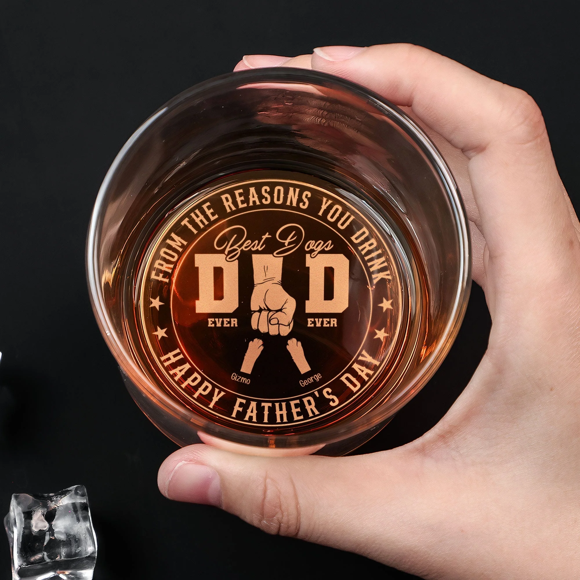 "From the Reasons You Drink" Whiskey Glass – Personalized Pet-Themed Father’s Day Gift for Dog Dads - Image 3