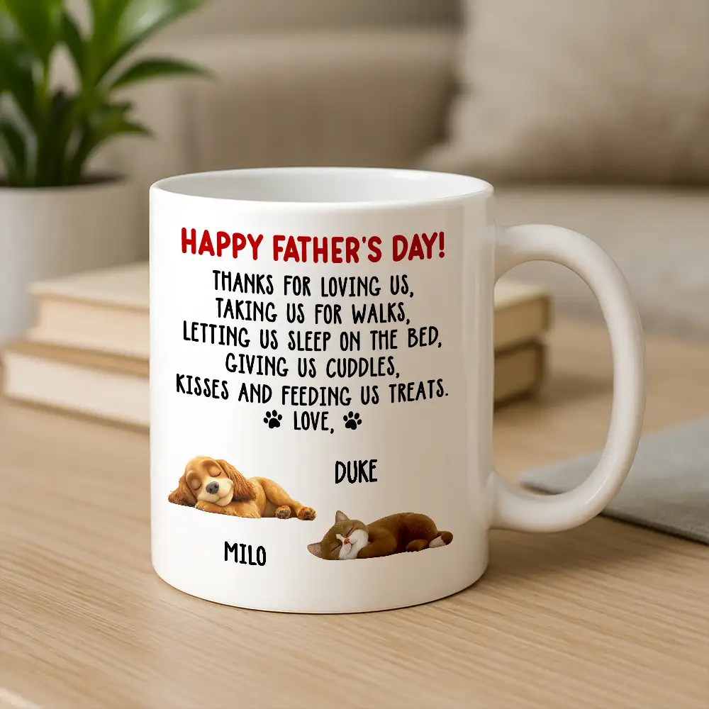 Funny Pet-Themed White Ceramic Mug – Father’s Day Gift for Dog Dads Featuring Sleeping Puppy - Image 2