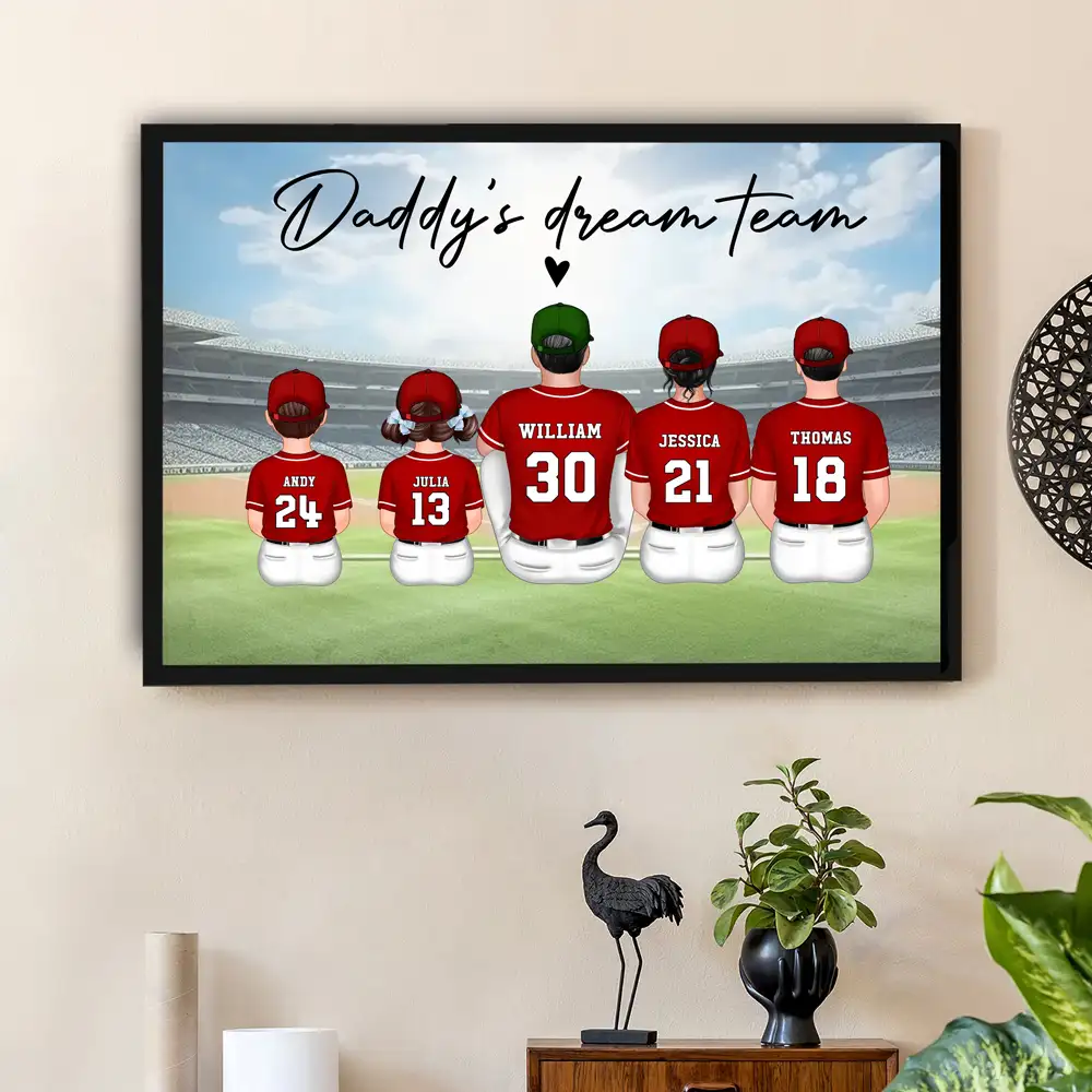 “Daddy’s Dream Team” Personalized Baseball Poster / Canvas – Home-Run Father’s Day Gift - Image 4