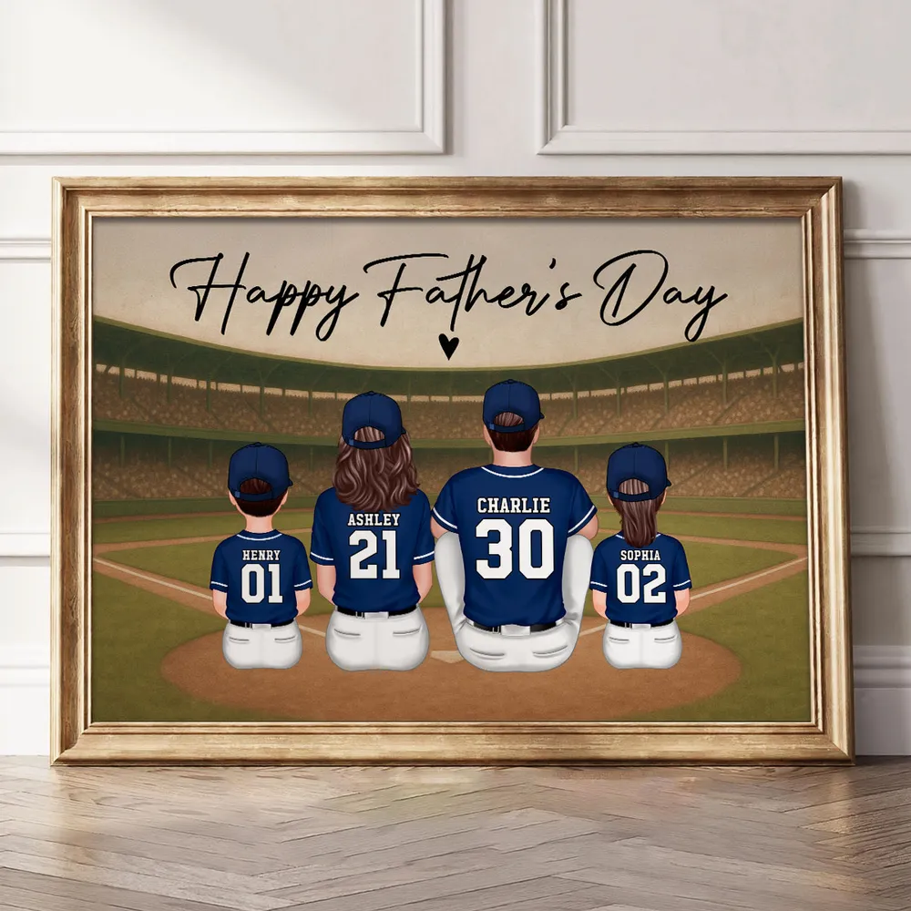 “Daddy’s Dream Team” Personalized Baseball Poster / Canvas – Home-Run Father’s Day Gift - Image 4