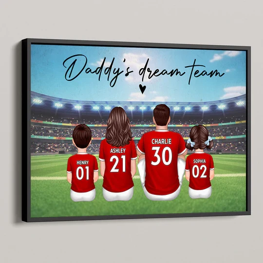 “Daddy’s Dream Team” Personalized Soccer Poster / Canvas – Red Jersey Father’s Day Edition - Image 3