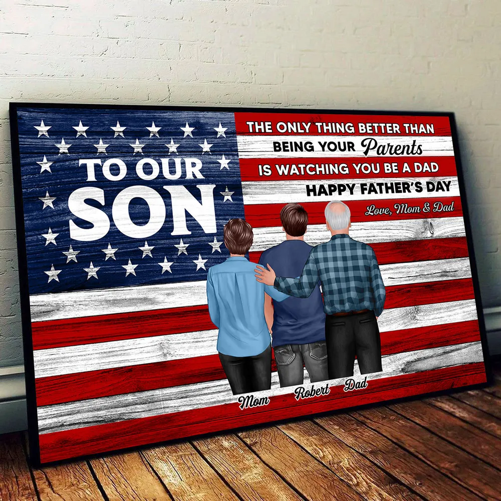 To Our Son – Personalized Father’s Day Canvas – Gift from Mom or Dad with Custom Illustration - Image 9