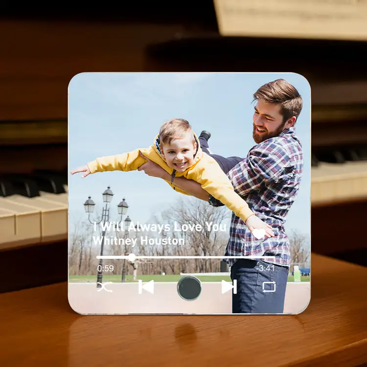 Personalized Acrylic Music Magnet – Custom Father’s Day Gift, Featuring Family Photo and Song Lyrics - Image 2