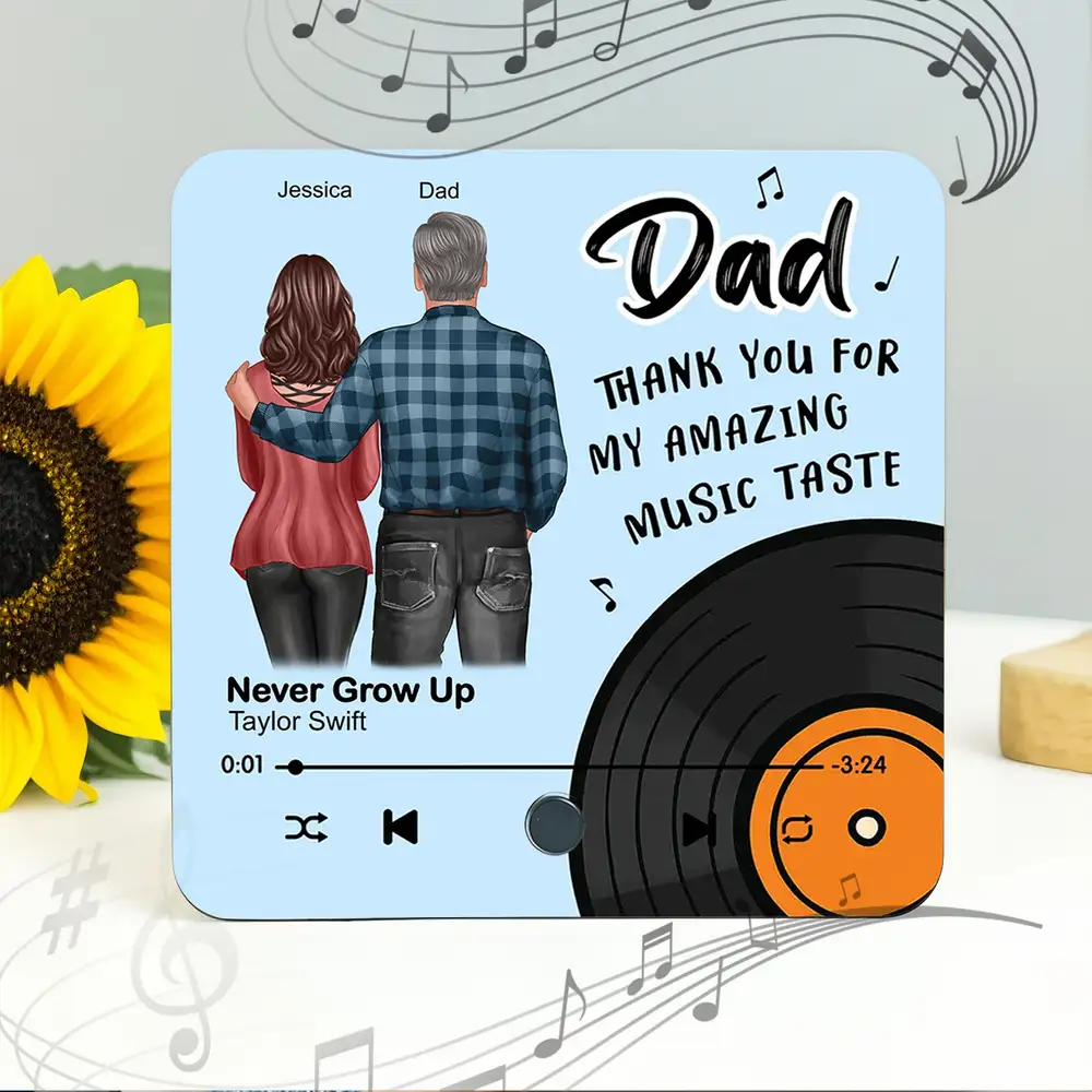 "Dad, Thank You for My Amazing Music Taste" Acrylic Music Magnet – Fun and Sentimental Father's Day Gift - Image 2