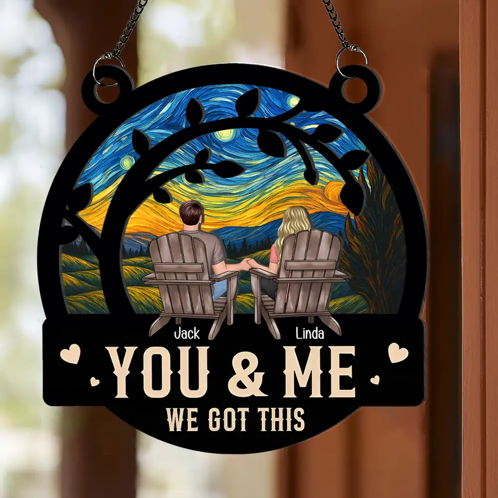 You & Me Personalized Hanging Ornament – Wood and Acrylic Layered Design, Romantic Gift for Couples