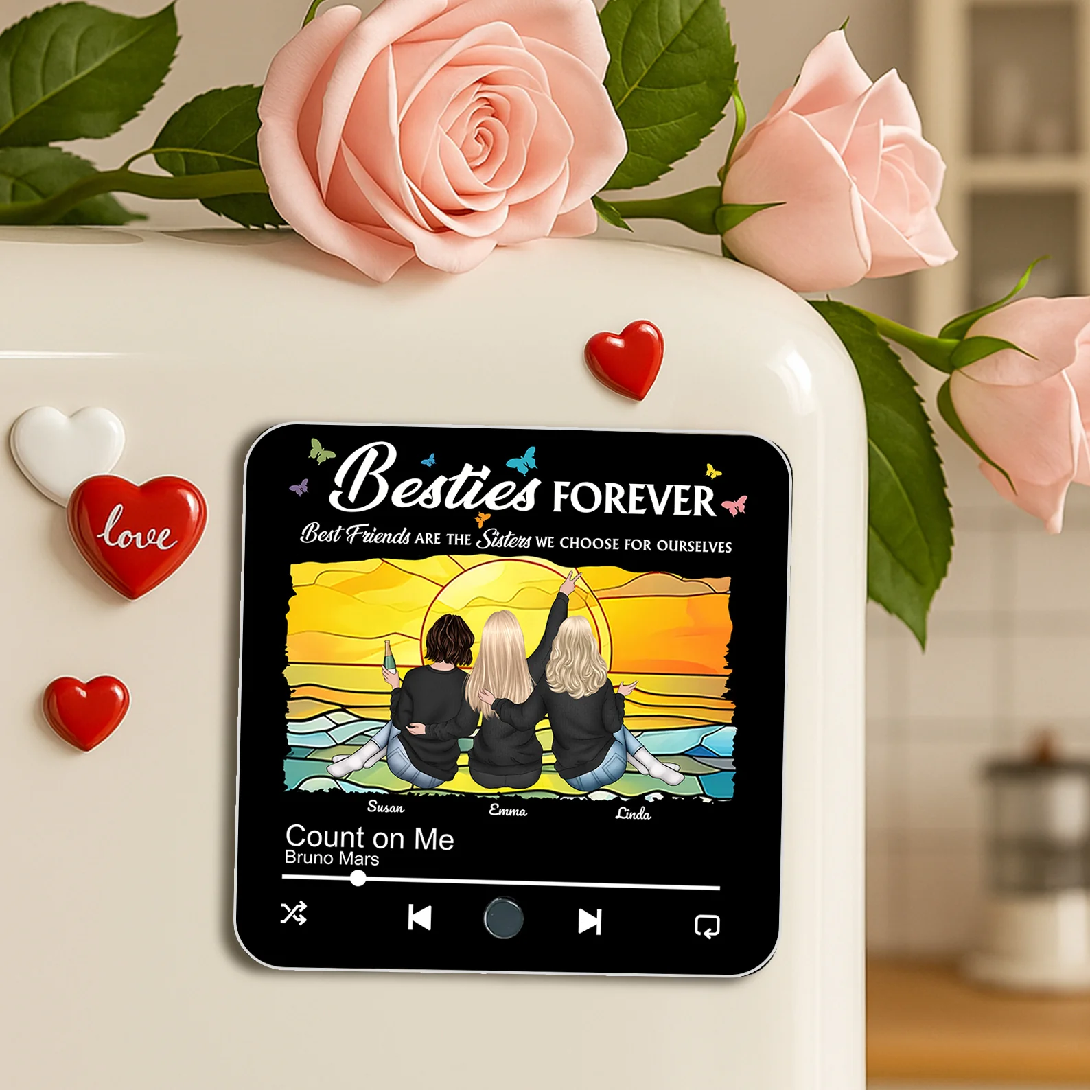 Besties Forever Acrylic Music Magnet, Personalized Gift for Friends Who Are Like Sisters - Image 2