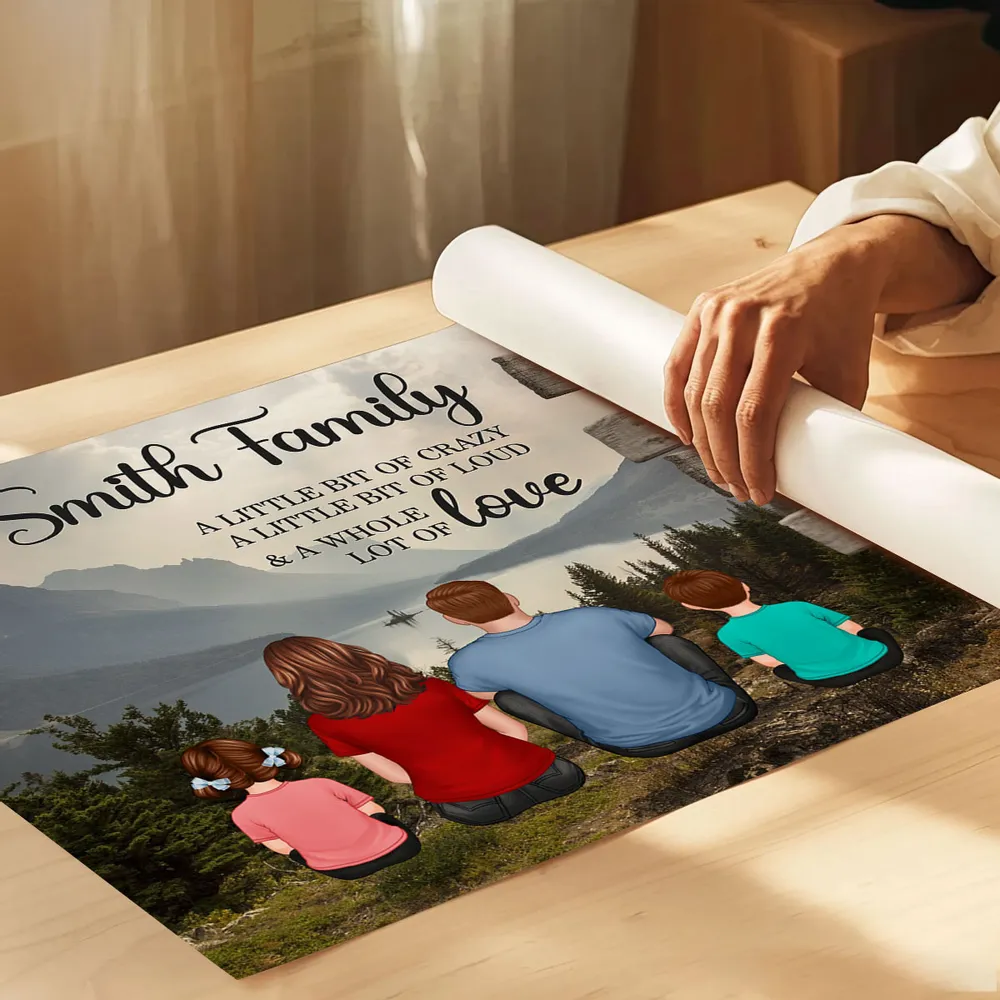 Personalized Family Camping Canvas – Lakeside Sunset, Funny Quote & Name Sign, Gift for Parents - Image 5