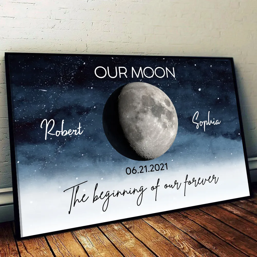 "Our Moon – Personalized Couple Poster for Lovers, Romantic Gift for Boyfriend or Girlfriend" - Image 3