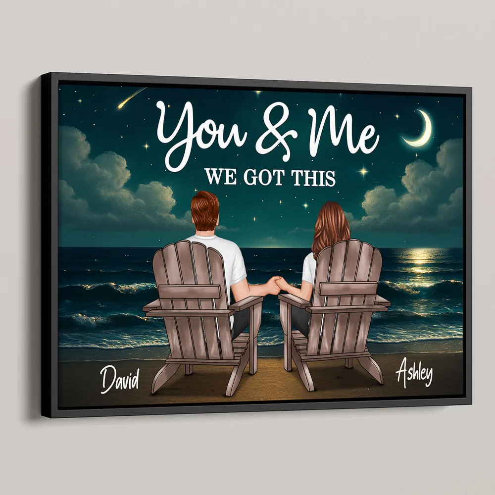 "You & Me We Got This" Romantic Poster – Custom Names and Couple Illustration Under Night Sky - Image 3