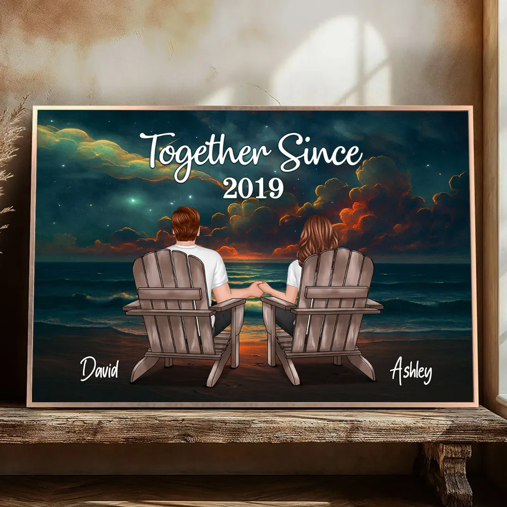 "You & Me We Got This" Romantic Poster – Custom Names and Couple Illustration Under Night Sky - Image 6