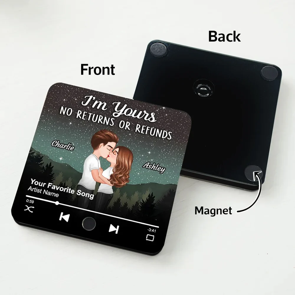 Personalized Couple Fridge Magnet – Romantic Starry Night Background with Favorite Song and Custom Names - Image 7