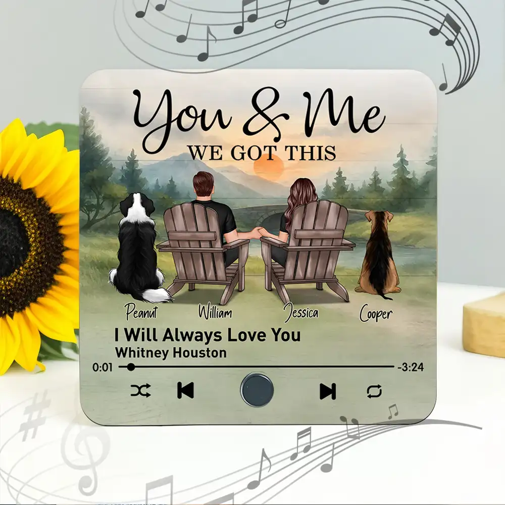 "You & Me and the Dogs – Custom Lake-Cabin Acrylic Music Magnet"