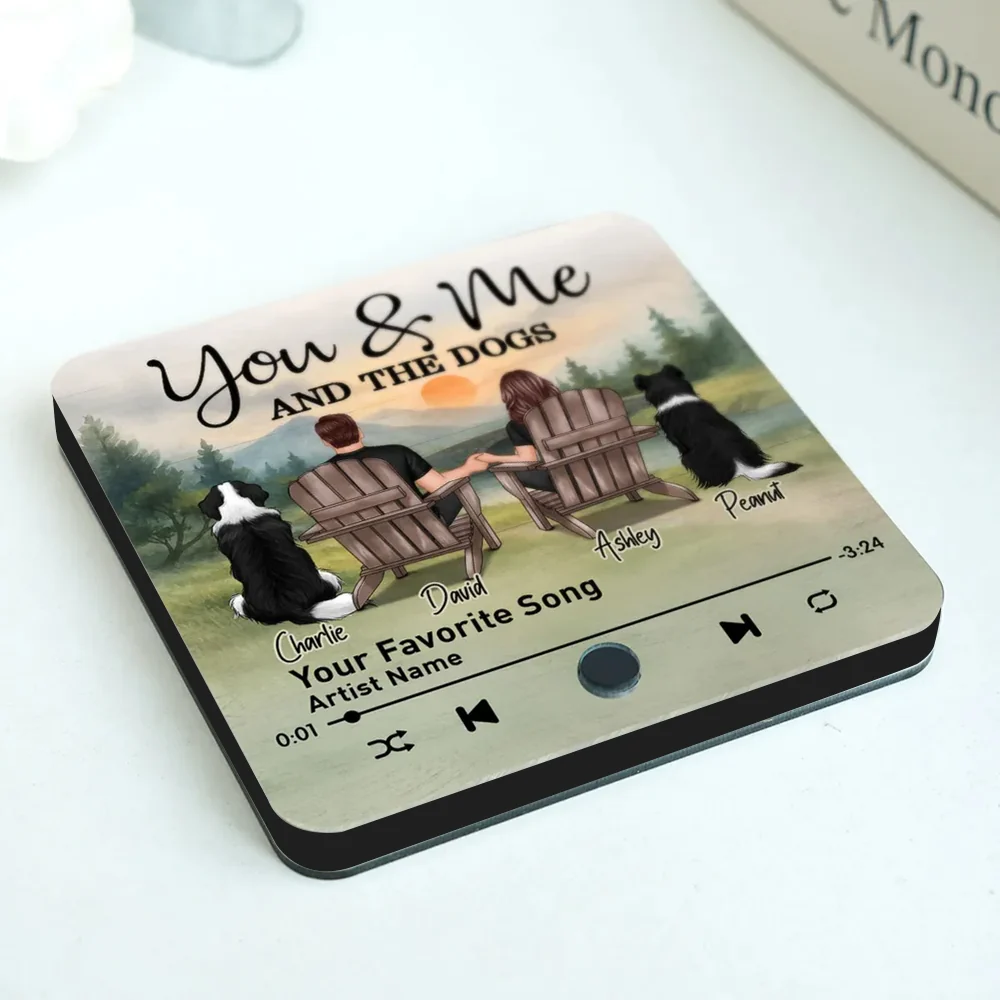 "You & Me and the Dogs – Custom Lake-Cabin Acrylic Music Magnet" - Image 4