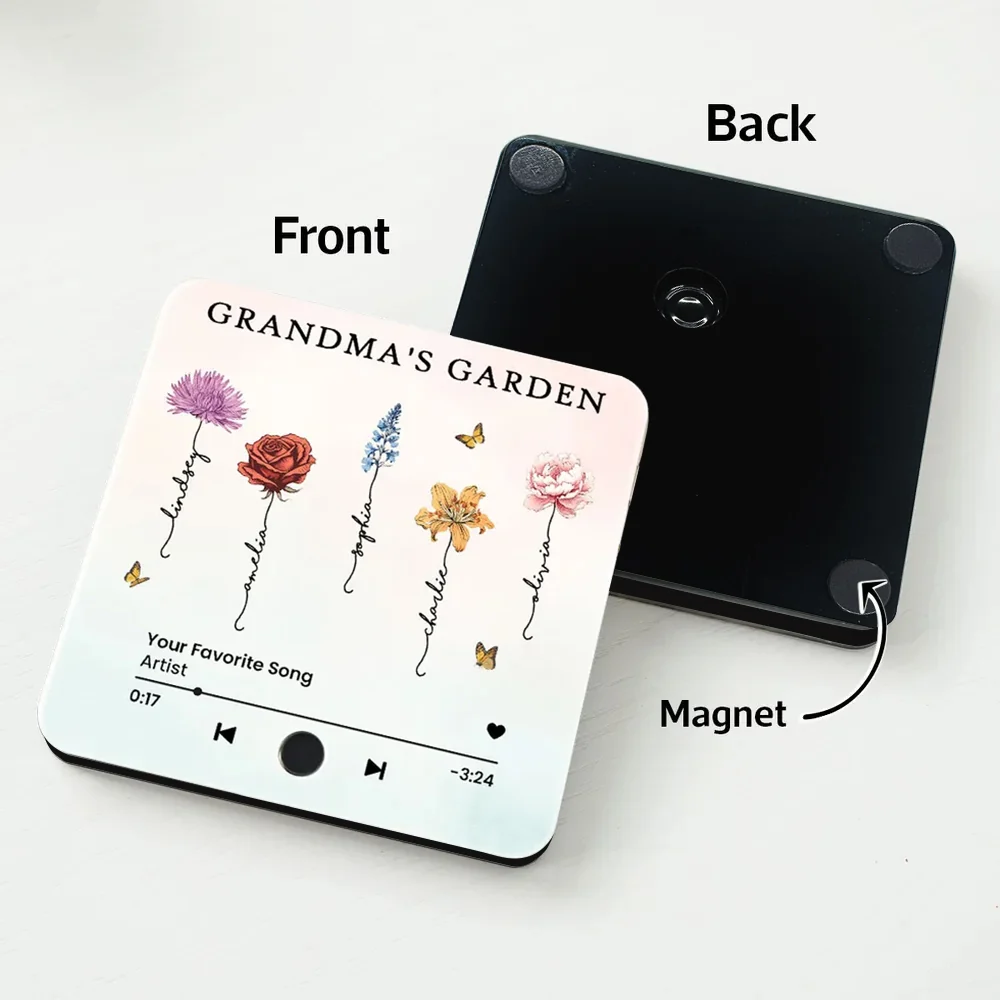 ''Grandma’s Garden'' - Personalized Music Magnet for Grandma with Floral Design - Image 7