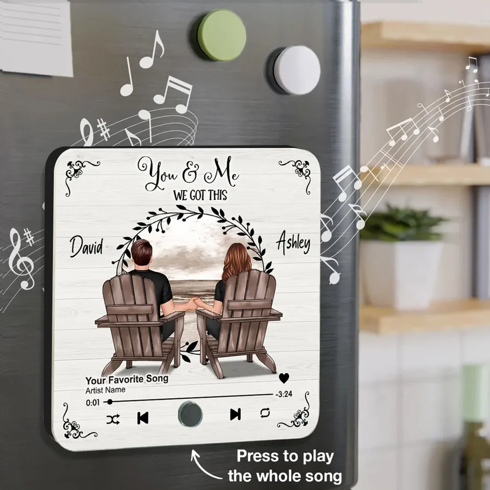 Romantic Fridge Magnet for Couples – Customized Names, Song, and Scenic Design - Image 3