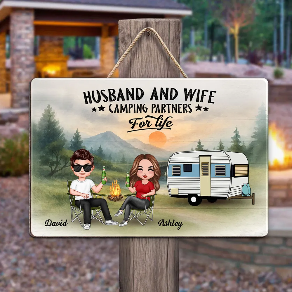 Camping Husband and Wife Custom Wooden Sign – “Family for Life” Personalized Home Decor - Image 6