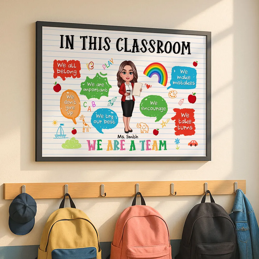 In This Classroom We Are a Team – Personalized Teacher Poster - Image 5