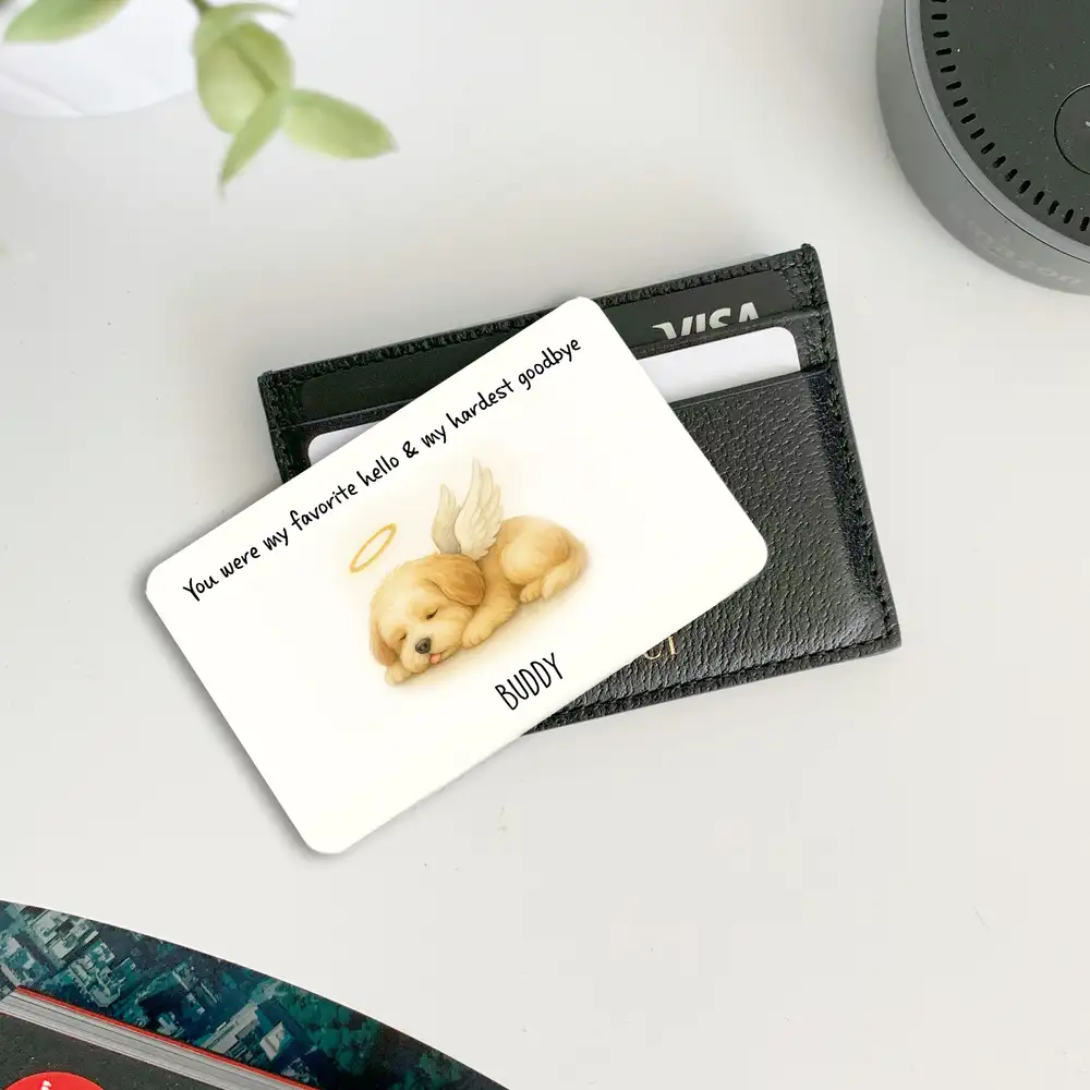 Sleeping Angel Puppy Wallet Card – You Were My Favorite Hello, My Hardest Goodbye, Custom Pet Loss Gift - Image 3