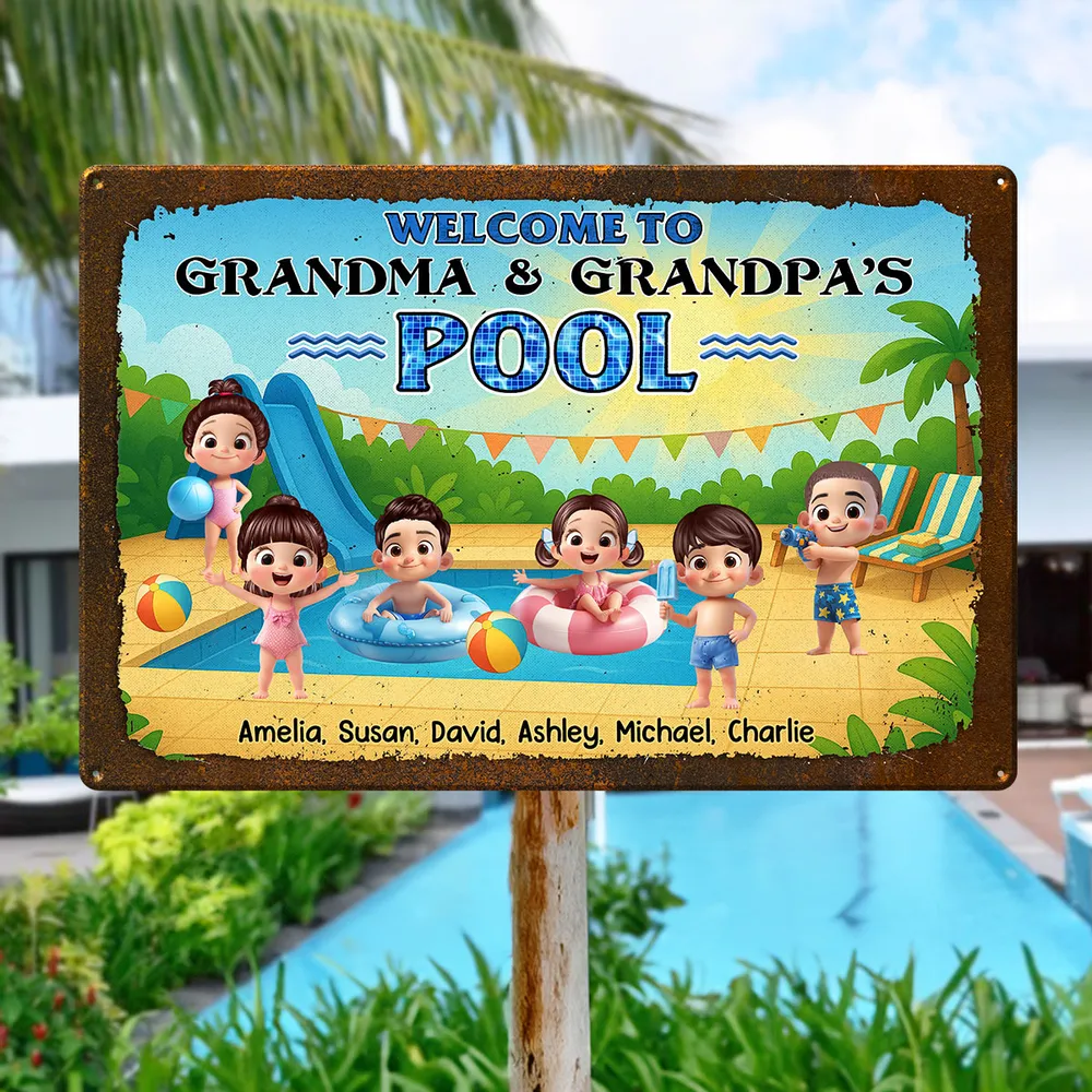 Personalized Rectangular Iron Sign for Family Pool - Image 7