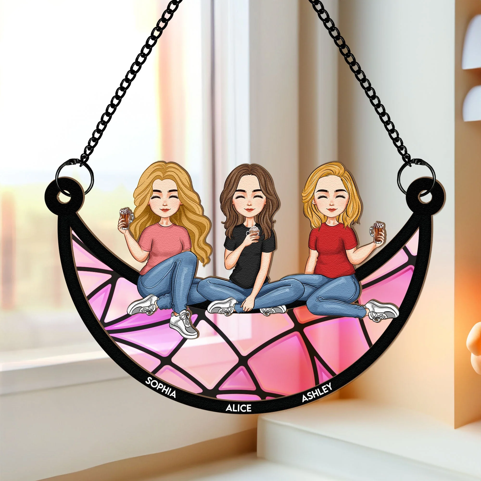 Perfect Gift for Friends – "You & Me, Best Friends Forever" Custom Wood and Acrylic Layered Ornament - Image 3
