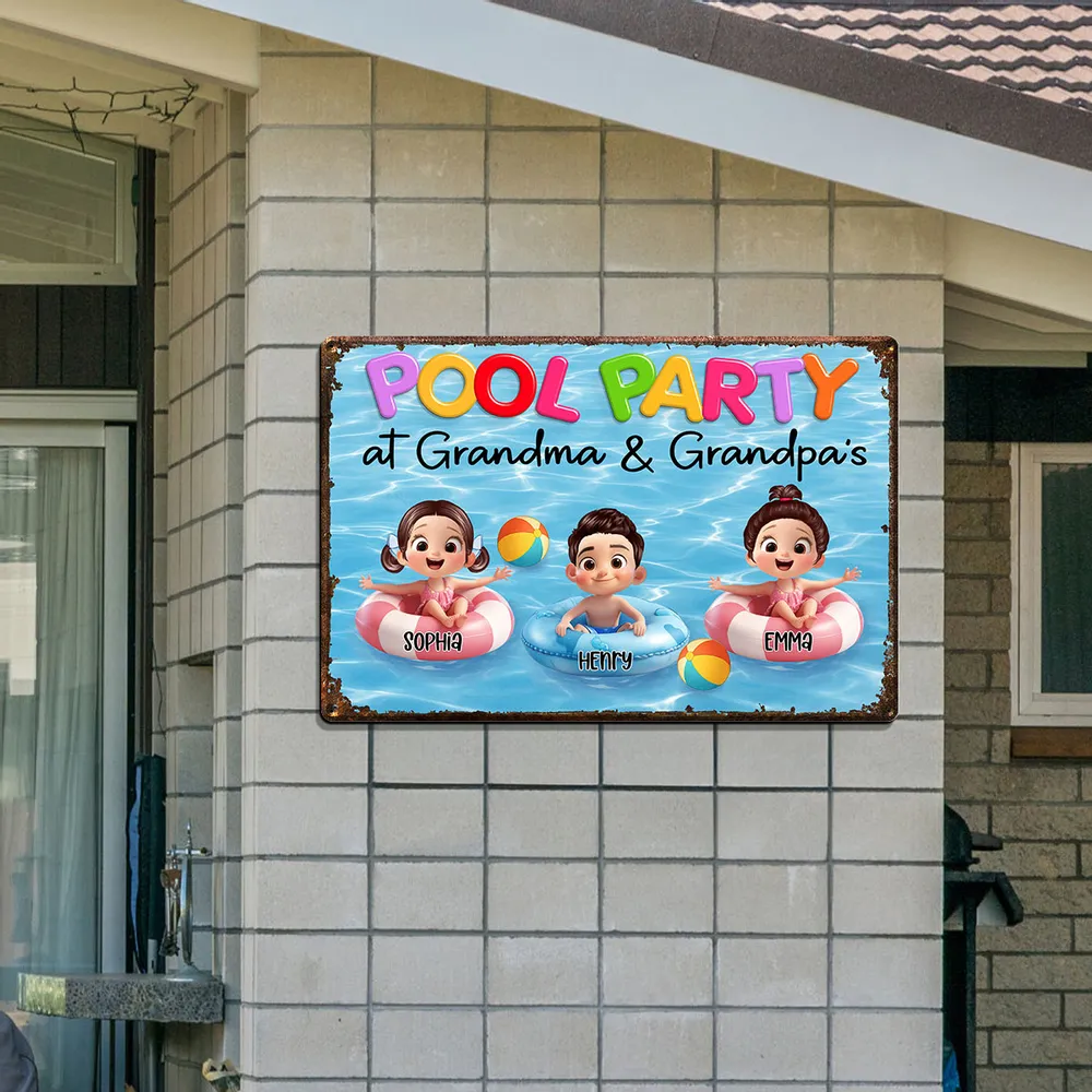 “Welcome to Grandpa & Grandma’s Pool” Custom Rectangular Iron Sign - Image 6
