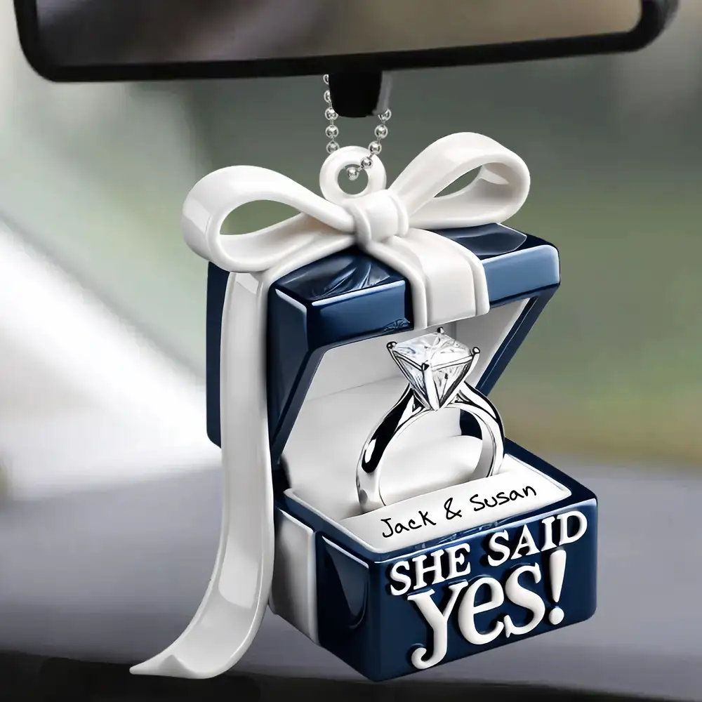 She Said Yes! Personalized Acrylic Ornament – Engagement Gift for Couples with Custom Names - Image 2