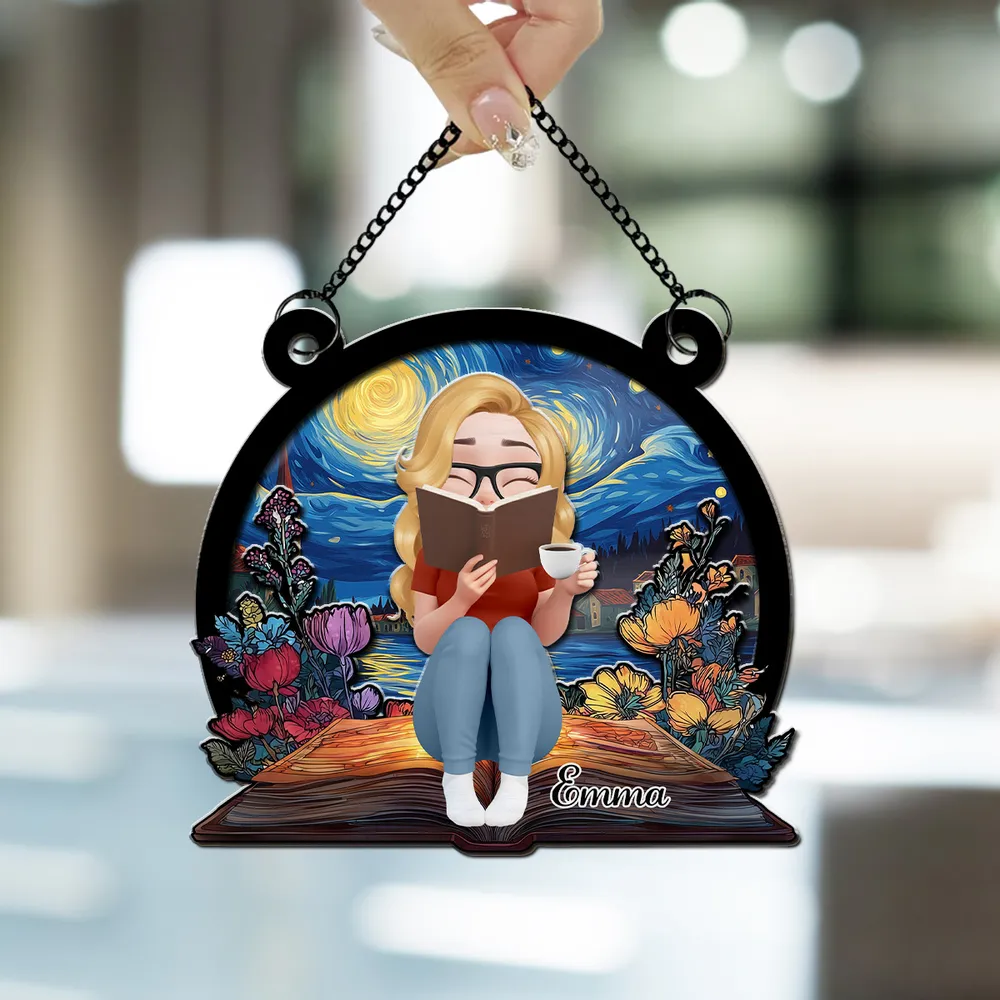 “Book-Lover’s Haven” Personalized Wood & Acrylic Layered Ornament - Image 5