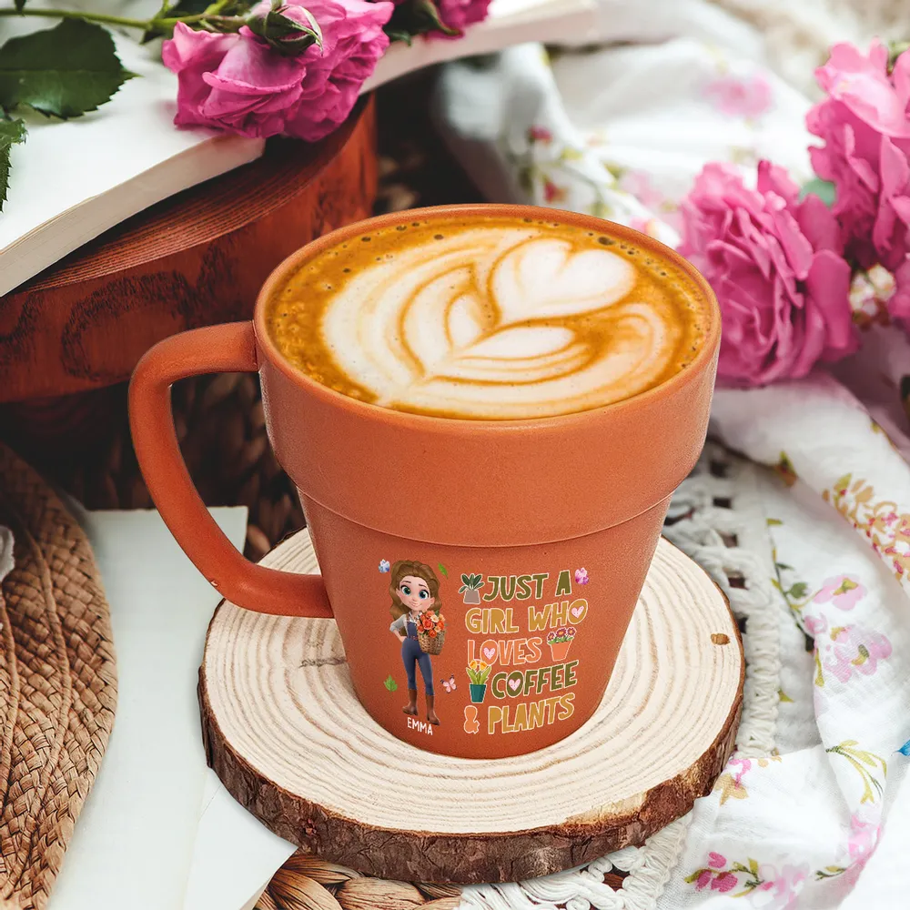 Just a Girl Who Loves Coffee & Plants – Personalized Plant Pot Mug for Coffee Lovers - Image 2