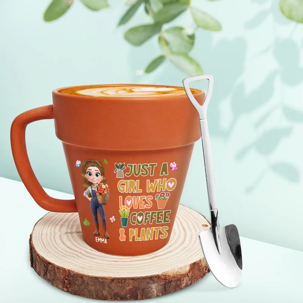 Just a Girl Who Loves Coffee & Plants – Personalized Plant Pot Mug for Coffee Lovers - Image 3