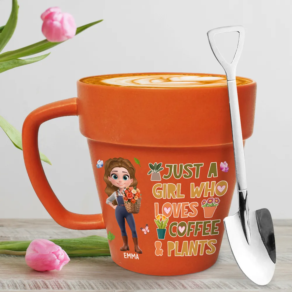 Just a Girl Who Loves Coffee & Plants – Personalized Plant Pot Mug for Coffee Lovers - Image 4