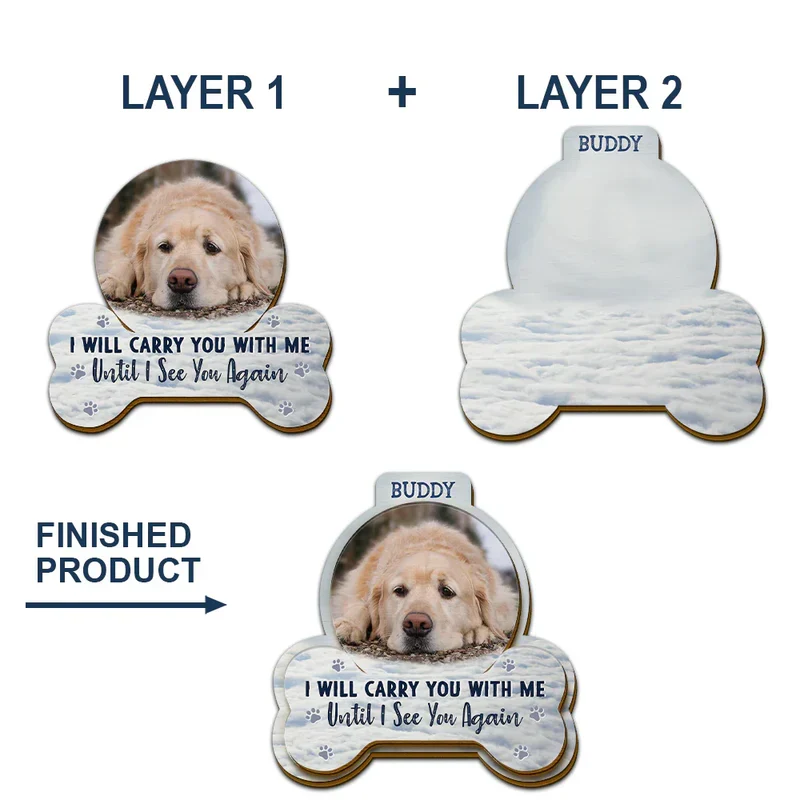 “I Will Carry You With Me” Personalized Wooden Car Visor Clip – Pet Memorial Gift - Image 5