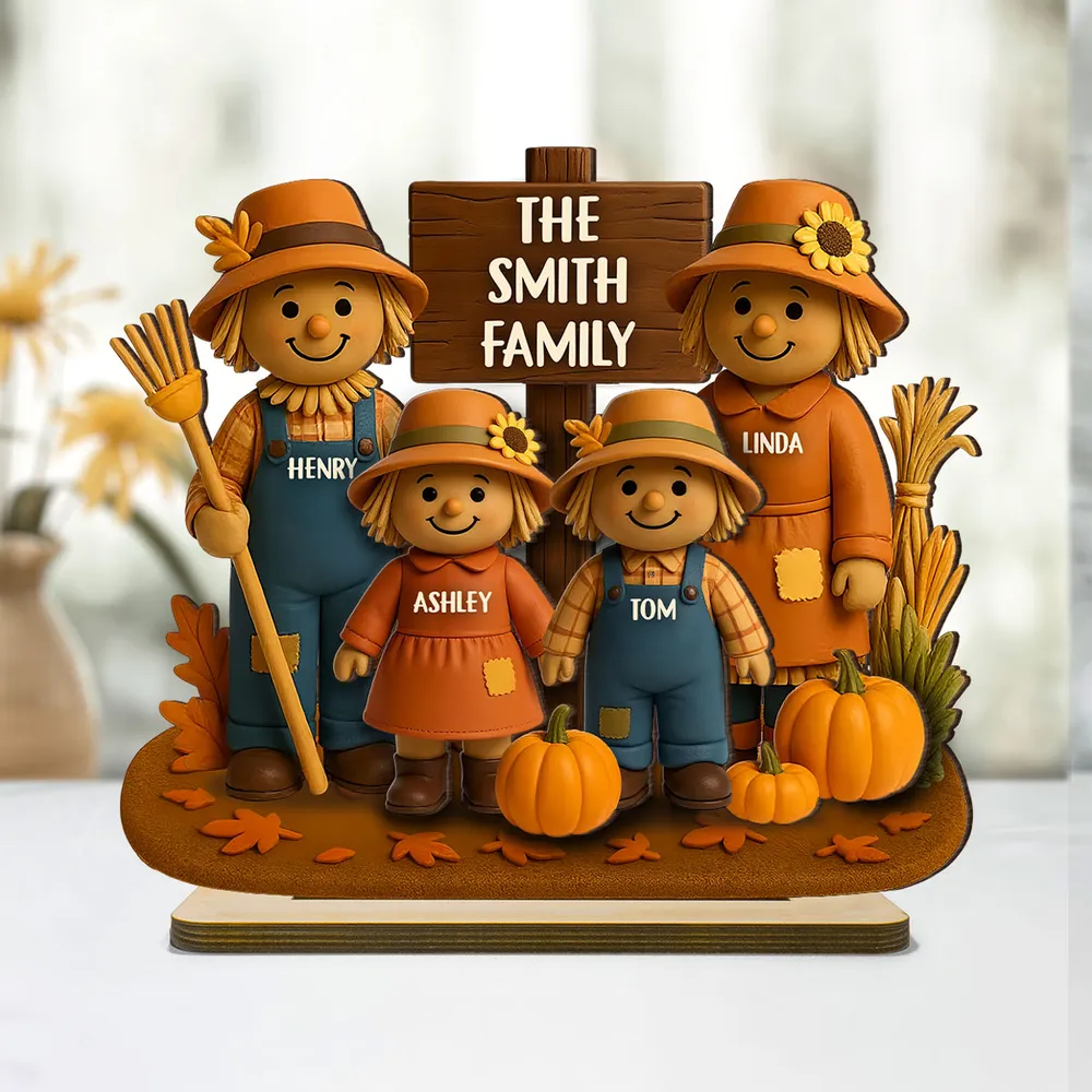 Personalized Scarecrow Family Wooden Plaque – Cozy Harvest Décor for Home - Image 5