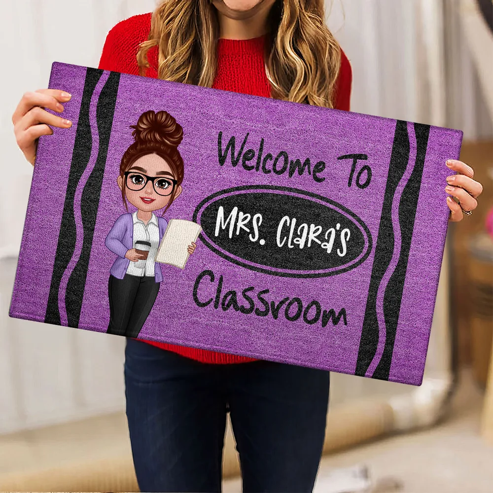 Personalized Classroom Entrance Mat – Unique Gift for Teachers with Cartoon Illustration - Image 6