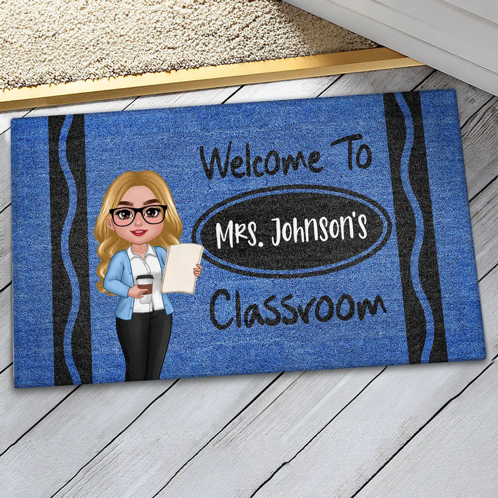 Personalized Classroom Entrance Mat – Unique Gift for Teachers with Cartoon Illustration - Image 7