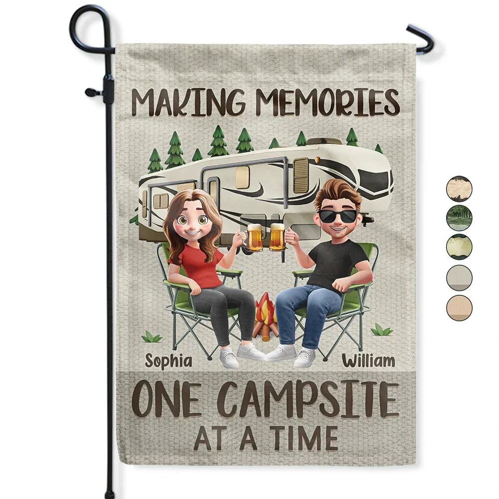 Making Memories One Campsite at a Time – Personalized Garden Flag for Couples or Friends - Image 3