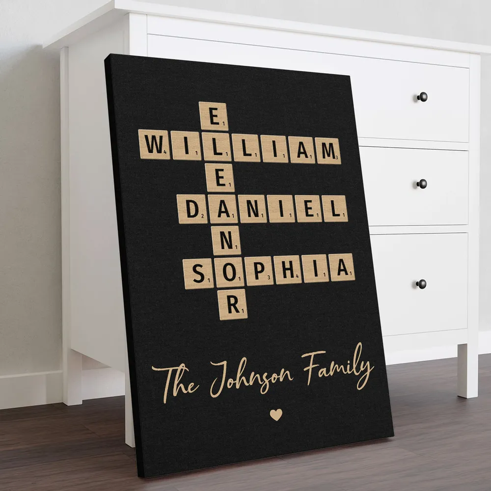 Custom Family Name Poster - Personalized Crossword Design Canvas - Image 5
