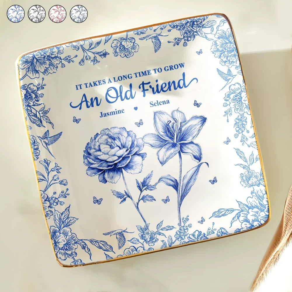 Eternal Friendship - Personalized "An Old Friend" Ceramic Jewelry Dish, Perfect Gift for Friends and Sisters - Image 3