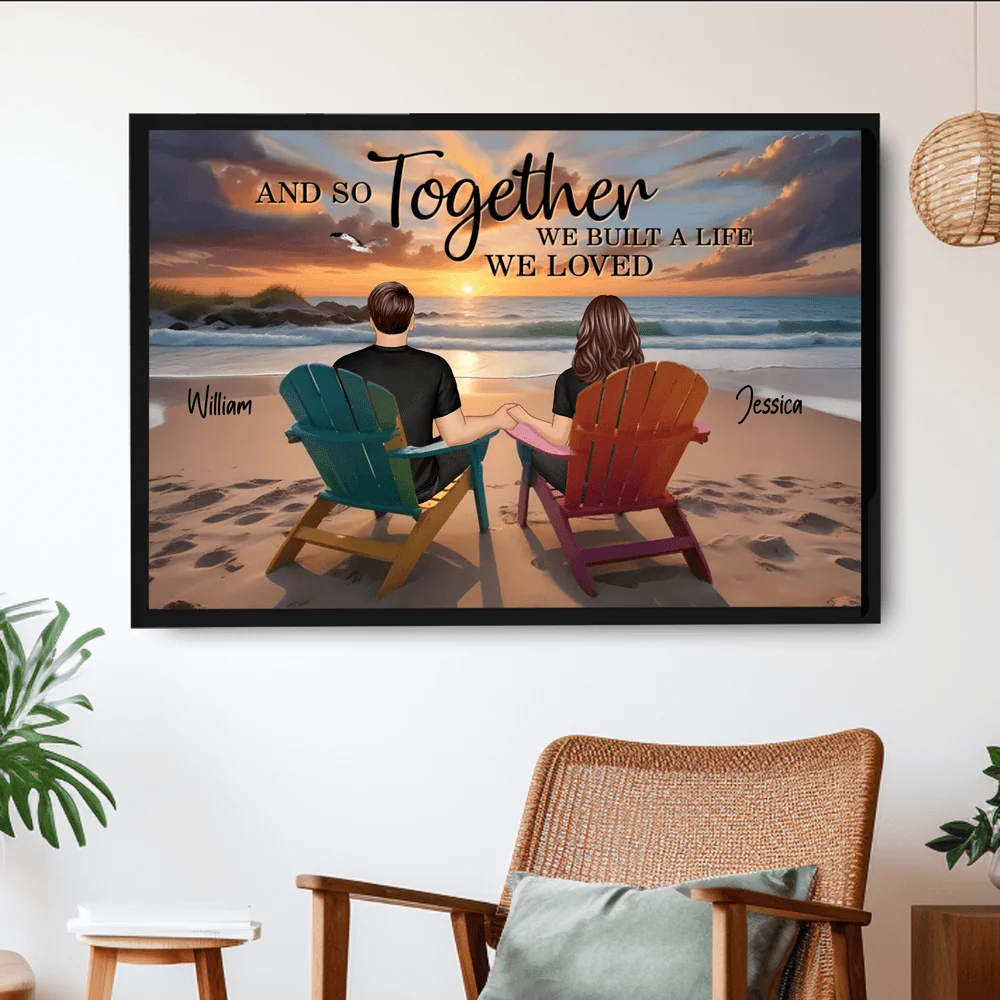 Together We Built a Life We Loved – Personalized Poster for Couples with Sunset Beach Design - Image 2