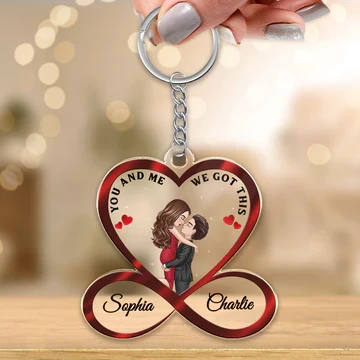 You And Me We Got This – Personalized Acrylic Keychain with Embracing Couple Design, Romantic Gift for Lover - Image 6